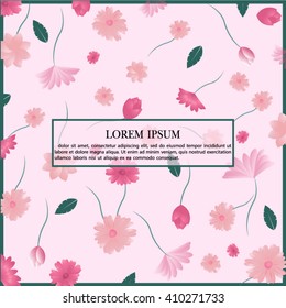 Floral and leaves background elements, rectangle frame vector design