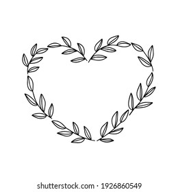 Floral leaves, branch wreath. Greeting cards template. Vector romantic frame isolated on white background. For wedding invitations, holiday typography.