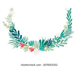 Floral, hojas y ramas fueron ilustraciones vectoriales. Plantilla aislada en fondo blanco