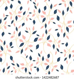 Floral leaves garden seamless pattern with white background