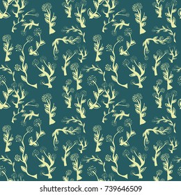 floral leaves green pattern