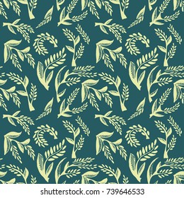 floral leaves green pattern