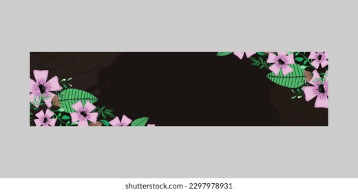 Floral and leaves horizontal banner template design