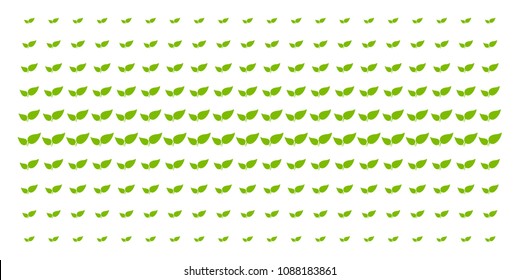 Floral leaves icon halftone pattern, constructed for backgrounds, covers, templates and abstraction compositions. Vector floral leaves objects arranged into halftone grid.