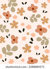 Floral and leaves pattern on white background, illustrations, vector aesthetic for wallpaper, wall decor, templates covers, art prints