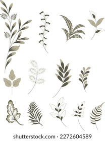floral leaves rococo style vector