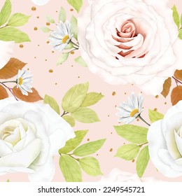 floral and leaves seamless pattern