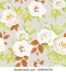 floral and leaves seamless pattern