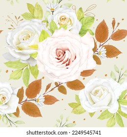 floral and leaves seamless pattern