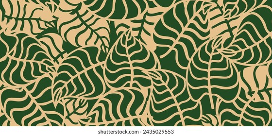 Floral leaves seamless pattern. abstract leaf background.