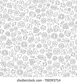 Floral leaves seamless pattern background. Summer nature decor