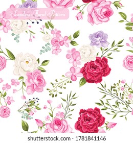 floral and leaves seamless pattern design