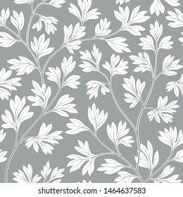 Floral leaves seamless pattern. Graden lush leaf branch background.