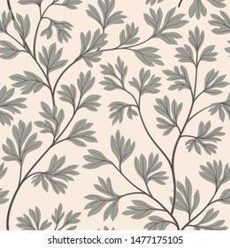 Floral leaves seamless pattern. Graden lush leaf branch background.