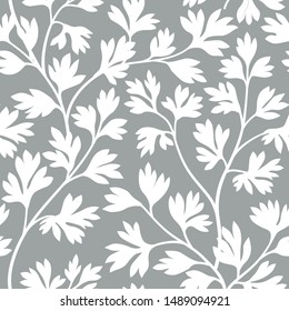 Floral leaves seamless pattern. Graden lush leaf branch background.