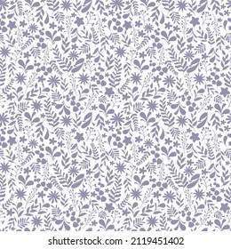 Floral y hojas sin fisuras. Flores lineales dibujadas a mano y de silueta, ramas, hojas texturas. plantilla elegante para impresoras de moda. Fondo universal simple.