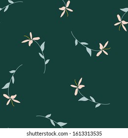 floral and leaves seamless vector pattern