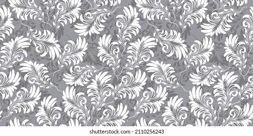 Floral leaves vector seamless pattern.