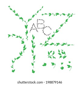 Floral leaves view alphabet Y, Z  letters. Vector latin laurel alphabet. Good for backgrounds, fabric, restaurant and wedding stuff. Beautiful hand drawn illustration