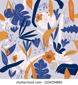 Floral, hojas.flores fondo de ilustración vectorial. Diseño moderno de moda.