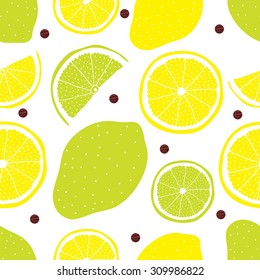 Floral lemon seamless pattern.
