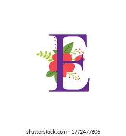 Floral letter alphabet initial vector design