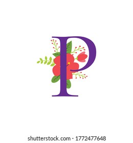 Floral letter alphabet initial vector design