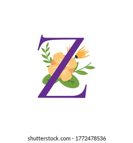 Floral letter alphabet initial vector design