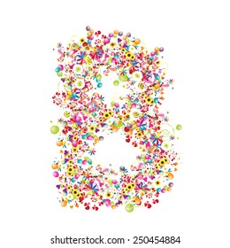 Floral letter B for your design. Vector illustration