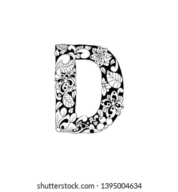 Coloring Book Floral Ornamental Alphabet Initial Stock Vector (Royalty ...