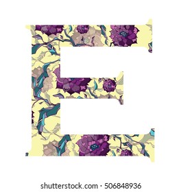 Floral letter design for book cover, poster, card, print.