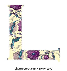 Floral letter design for book cover, poster, card, print.

