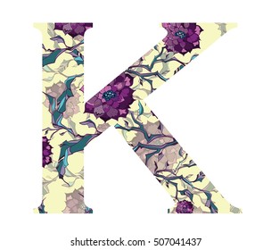 Floral letter design for book cover, poster, card, print.

