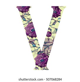  Floral letter design for book cover, poster, card, print.