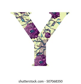 Floral letter design for book cover, poster, card, print.