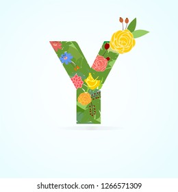 floral letter design Y