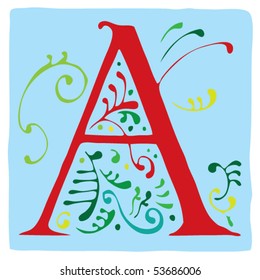 floral letter A drawing