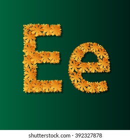 Floral letter E Vector Illustration