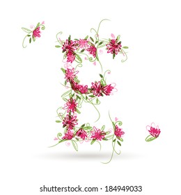 Floral letter E for your design