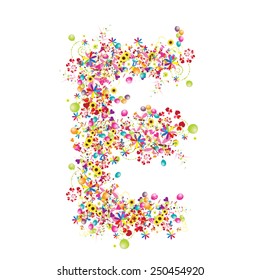 Floral letter E for your design. Vector illustration