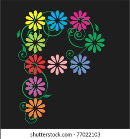 Floral letter, font K