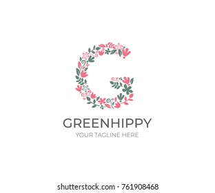 Floral Letter G Logo Template. Nature Vector Design. Landscape Design Illustration