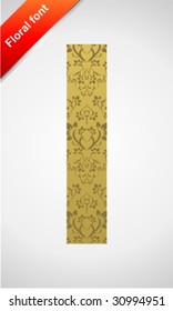 Floral letter isolated on the seamless retro golden damask background
