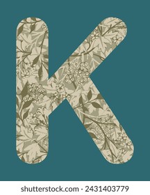 Floral Letter K with vector Illustrations