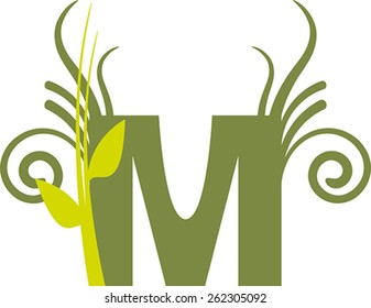 Floral letter M from the alphabet
