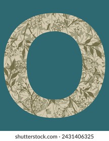 Floral Letter O with vector Illustrations