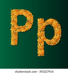 Floral letter P Vector Illustration
