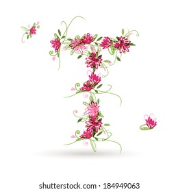Floral letter T for your design