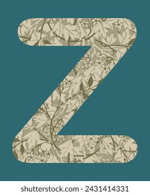Floral Letter Z with vector Illustrations
