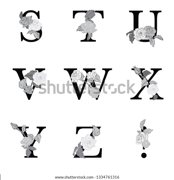 Floral Letters Stuvwxyz Stylish Floral Vector Stock Vector Royalty Free